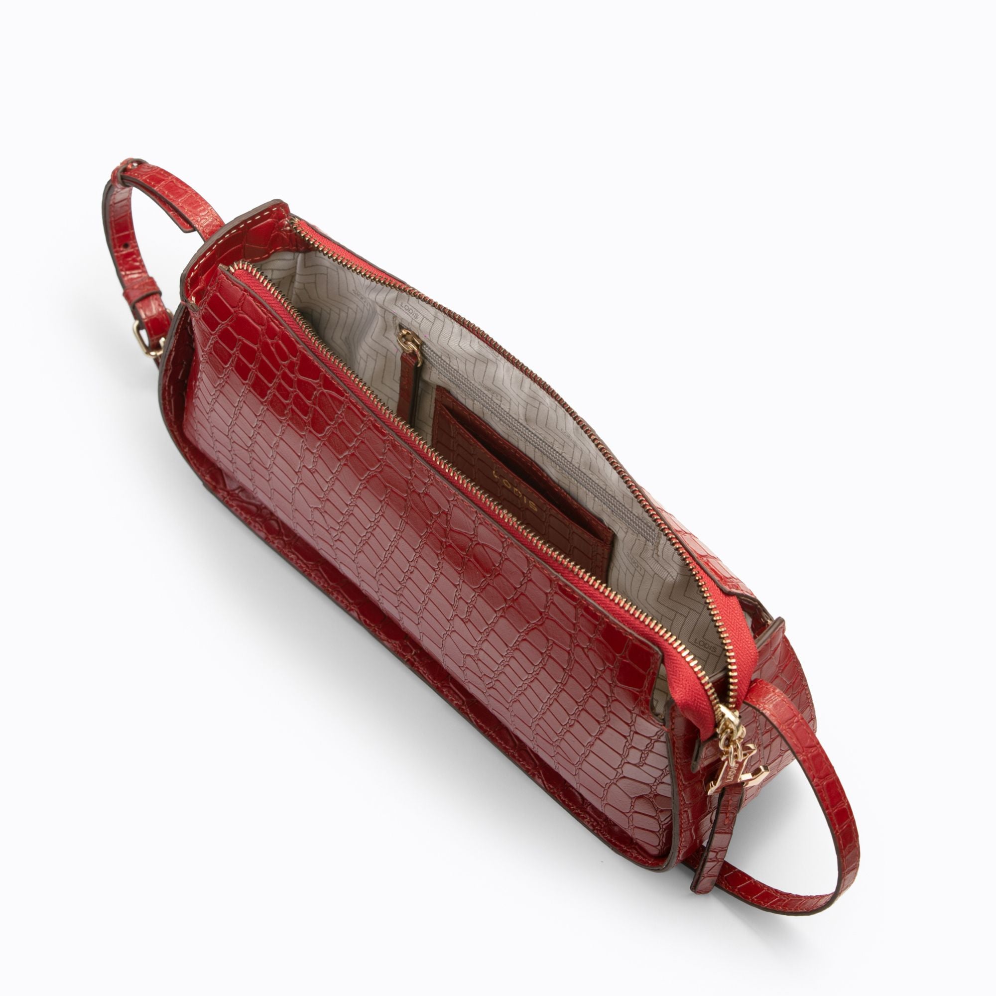 Maya Croco Shoulder Bag | Red