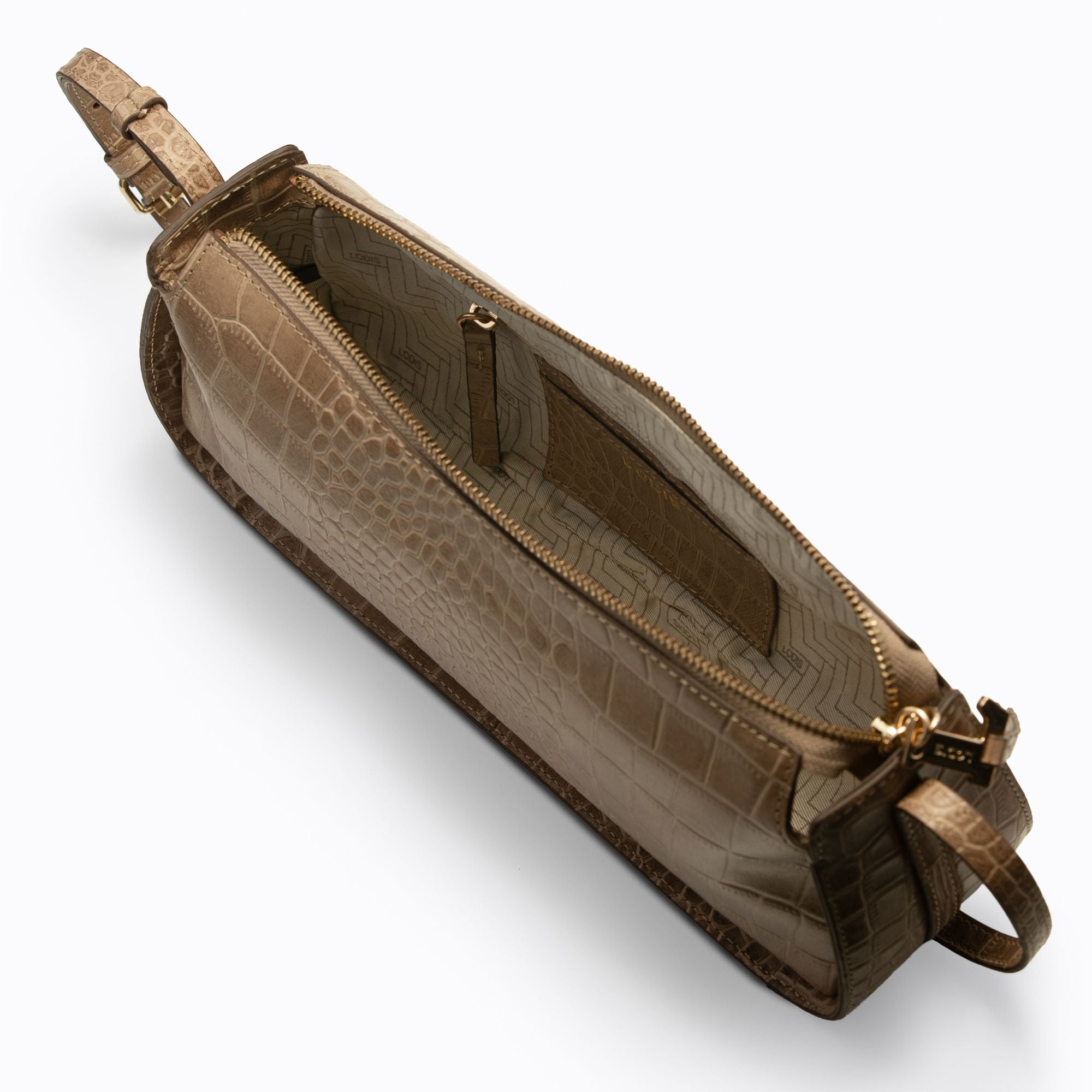 Maya Croco Shoulder Bag | Safari