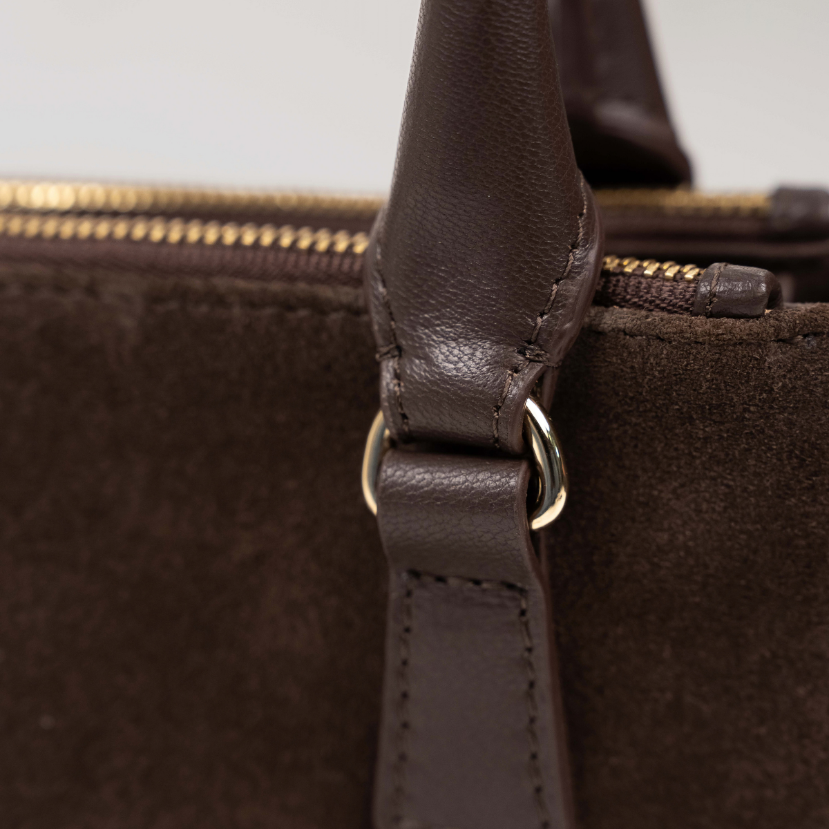ECLIPSE TOP HANDLE SUEDE CROSSBODY - BROWN