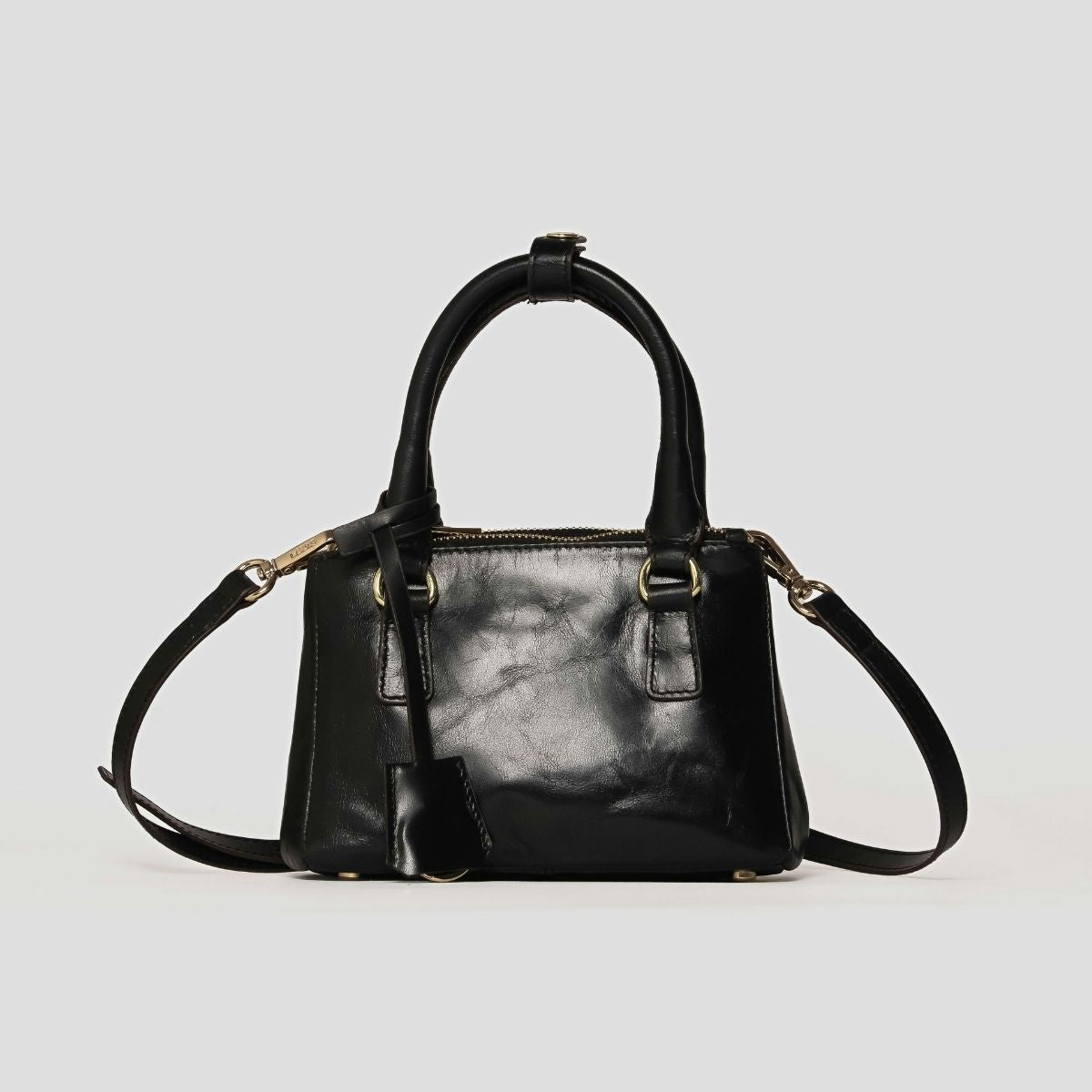 ECLIPSE TOP HANDLE GLAZED CROSSBODY - BLACK