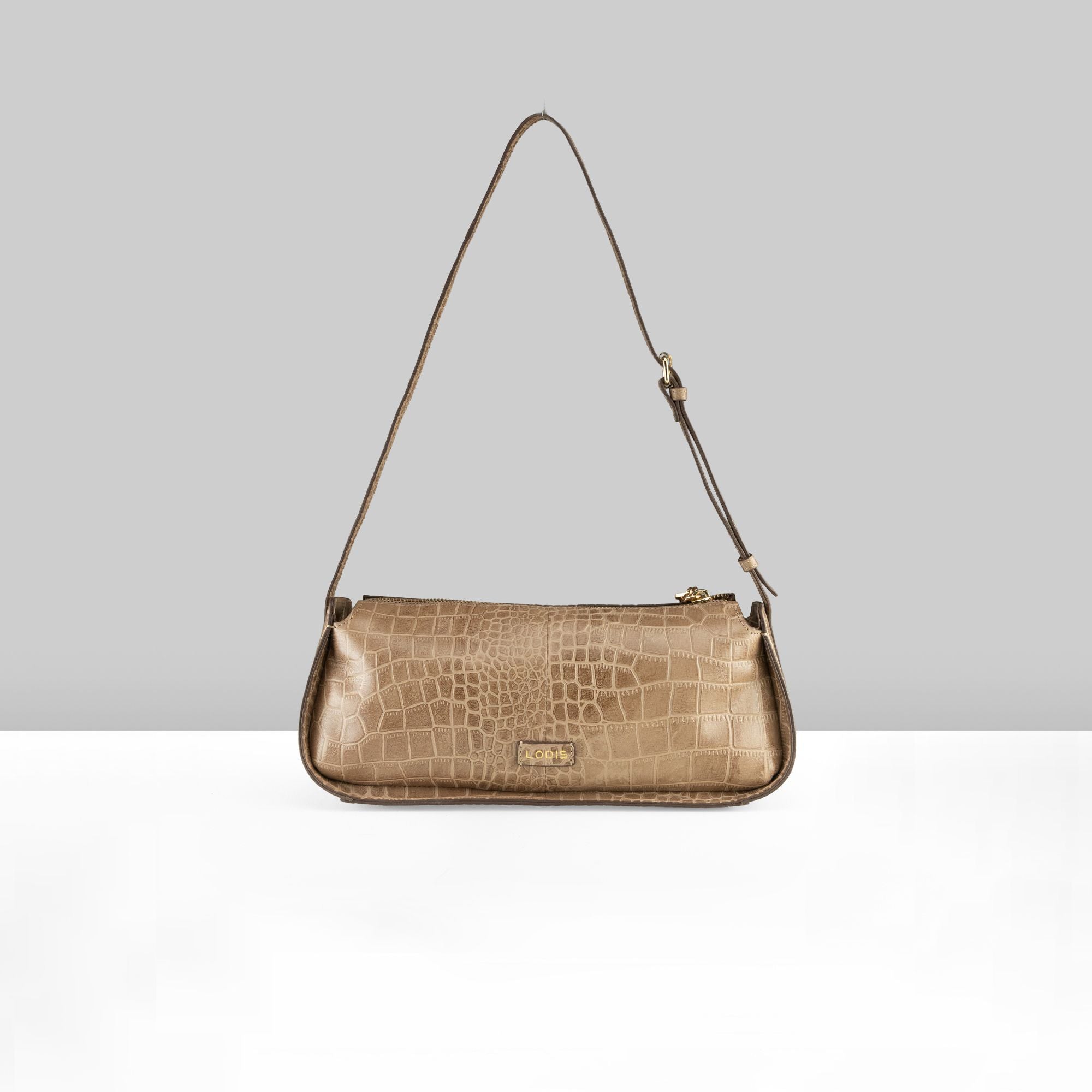 Maya Croco Shoulder Bag | Safari
