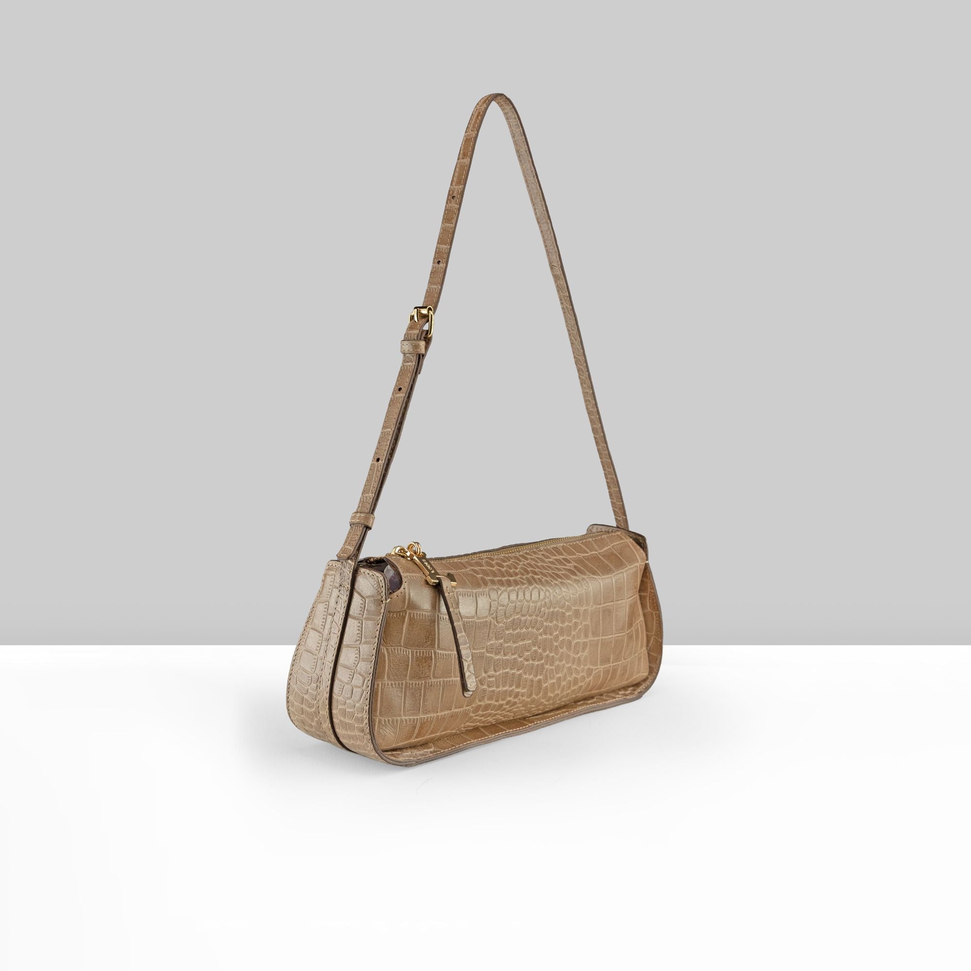 Maya Croco Shoulder Bag | Safari