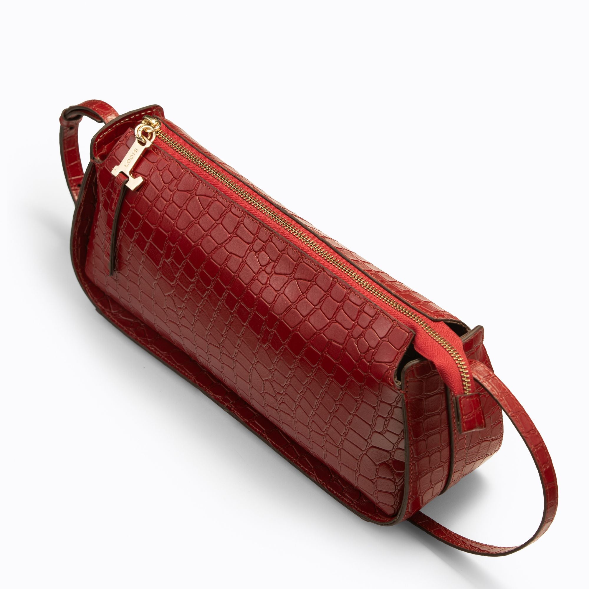 Maya Croco Shoulder Bag | Red