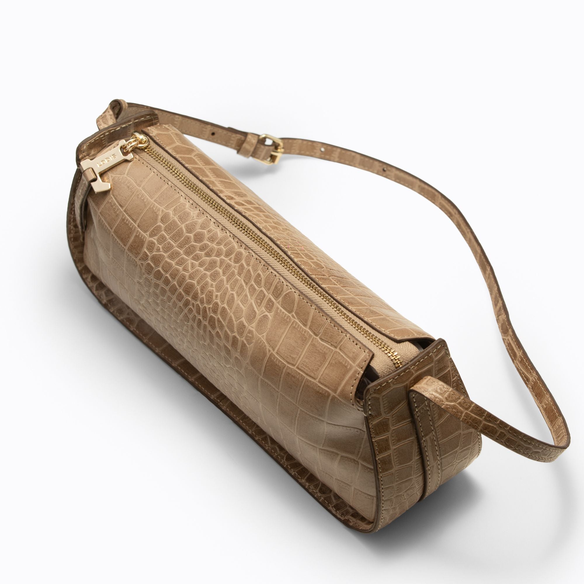 Maya Croco Shoulder Bag | Safari