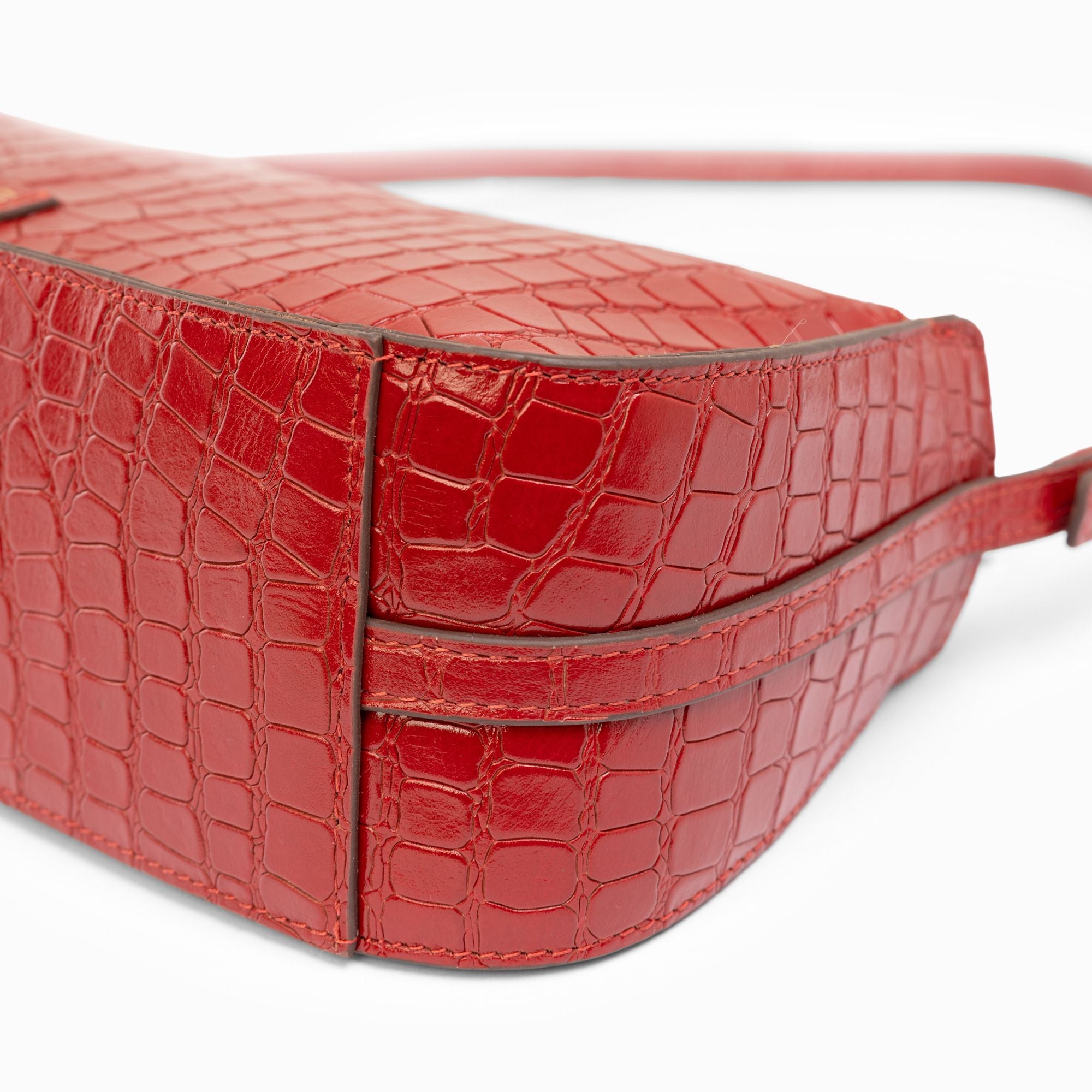 Maya Croco Shoulder Bag | Red