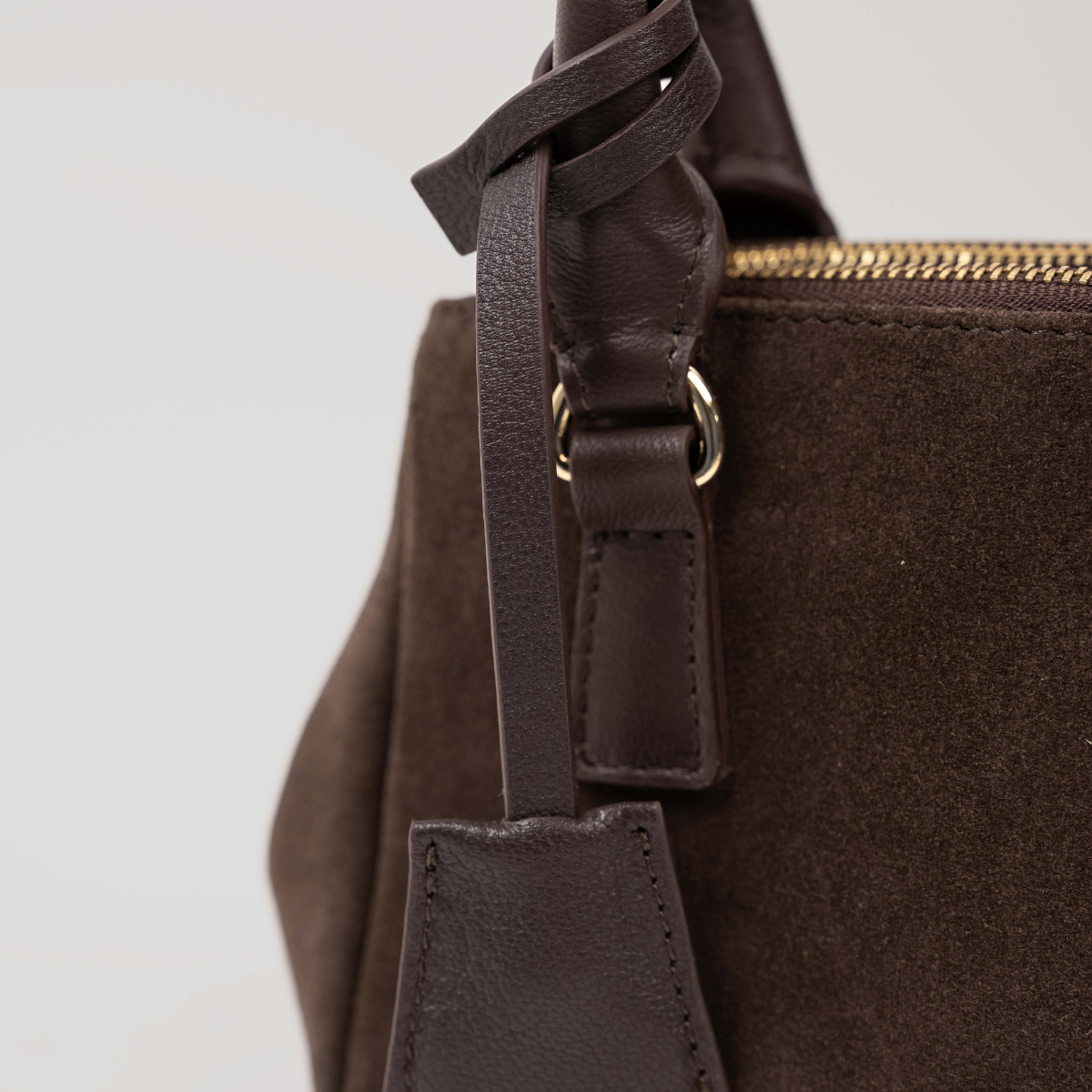 ECLIPSE TOP HANDLE SUEDE CROSSBODY - BROWN