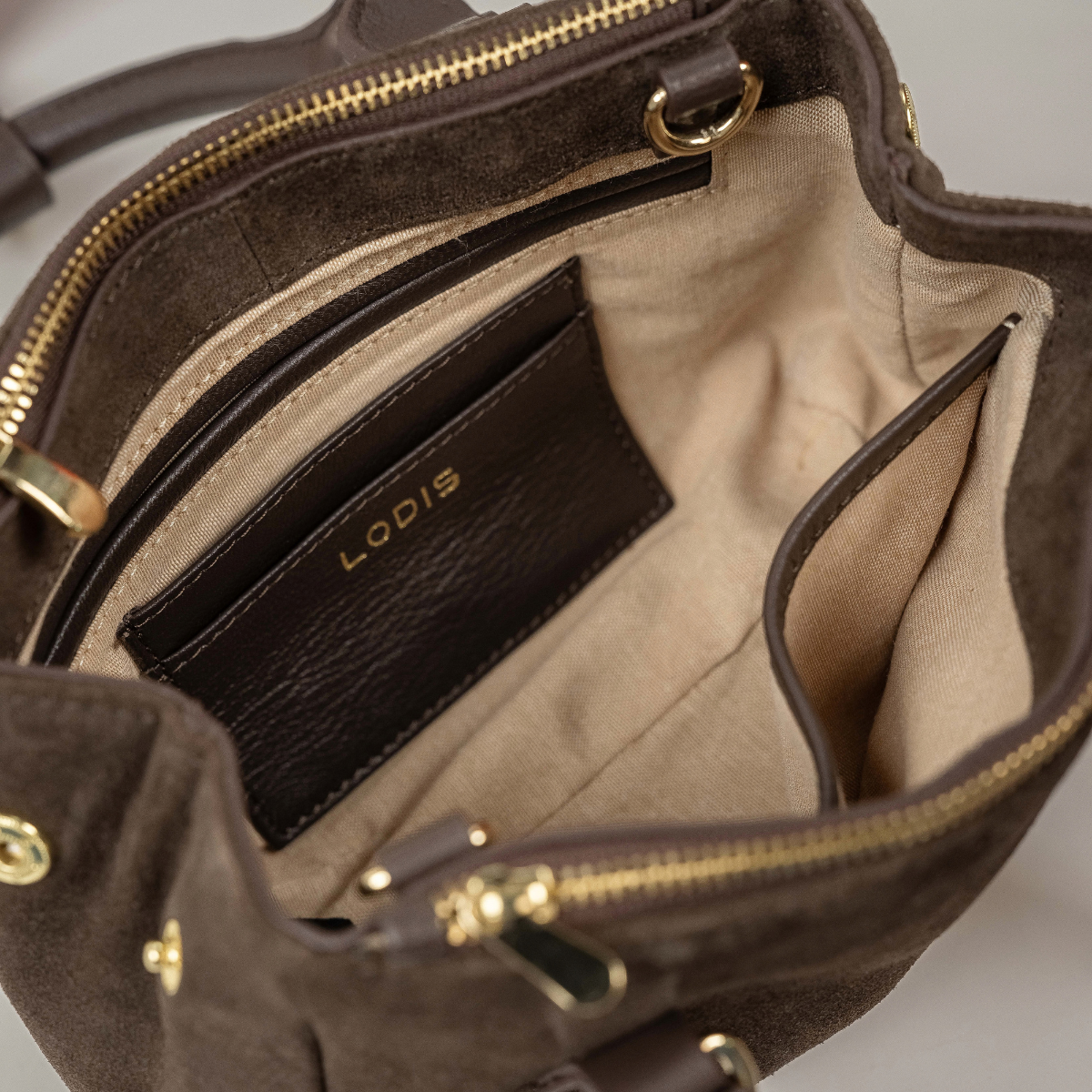 ECLIPSE TOP HANDLE SUEDE CROSSBODY - BROWN