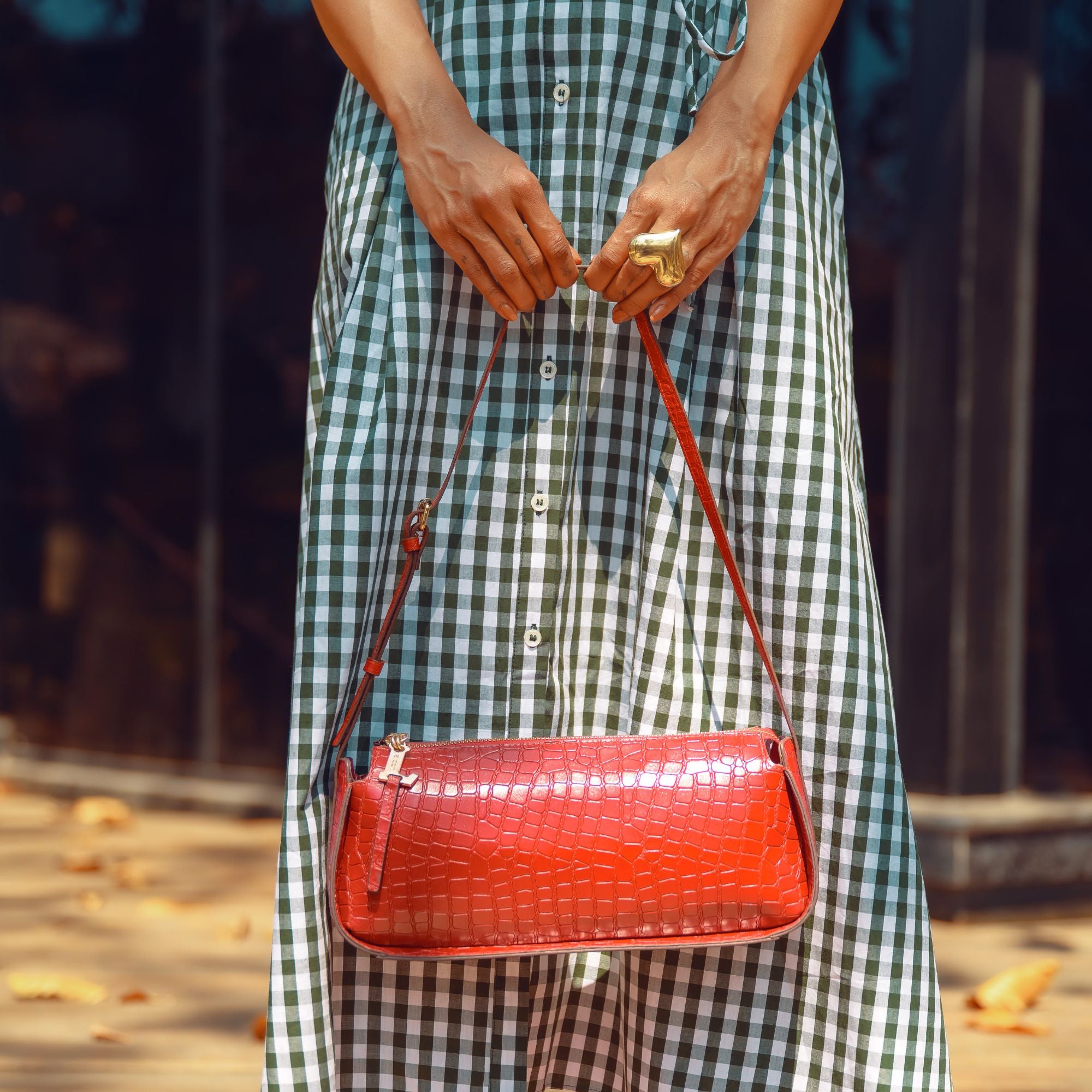 Maya Croco Shoulder Bag | Red