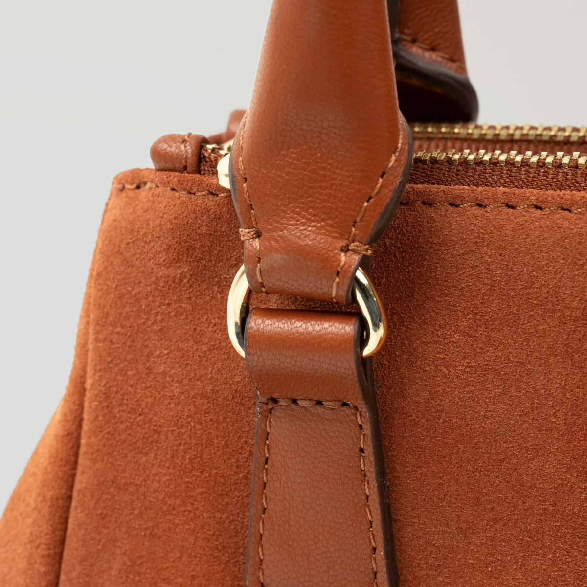 ECLIPSE TOP HANDLE SUEDE CROSSBODY - RUST